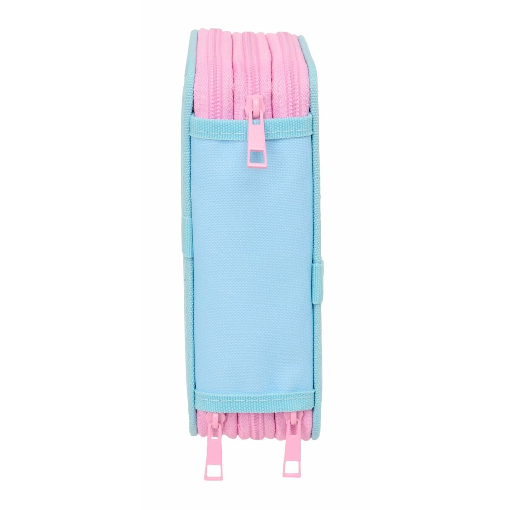 Dreifaches Federmäppchen Frozen Blau 12,5 x 19,5 x 5,5 cm 37 Stücke