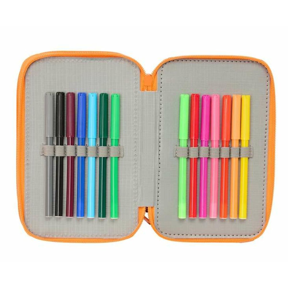 Triple Pencil Case Jurassic World Black 12,5 x 19,5 x 5,5 cm 37 Pieces