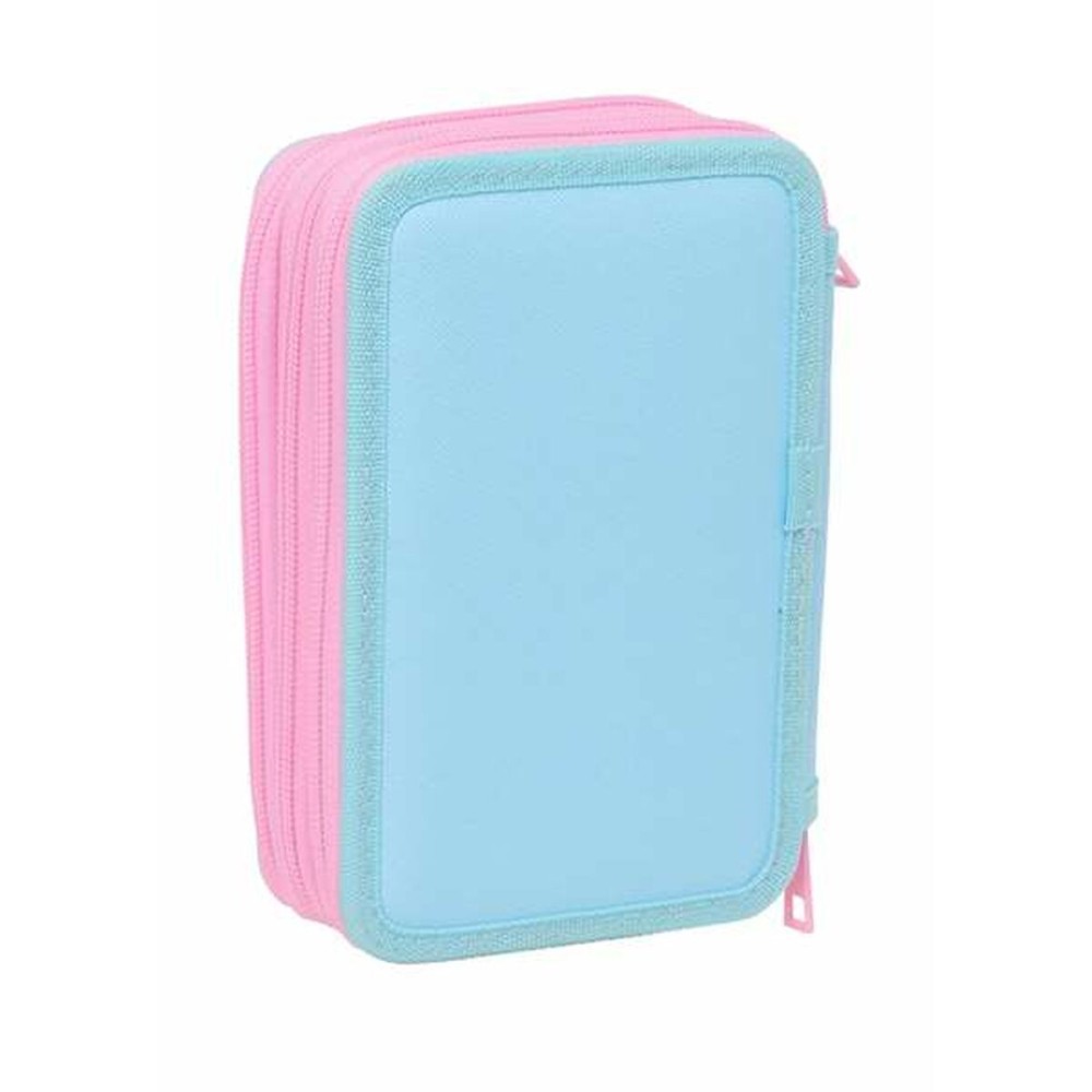 Dreifaches Federmäppchen Frozen Blau 12,5 x 19,5 x 5,5 cm 37 Stücke