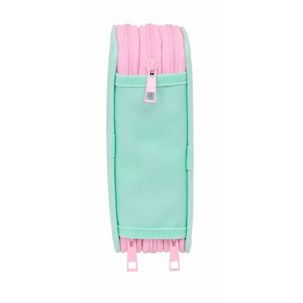 Triple Pencil Case Stitch Green 12,5 x 19,5 x 5,5 cm 37 Pieces