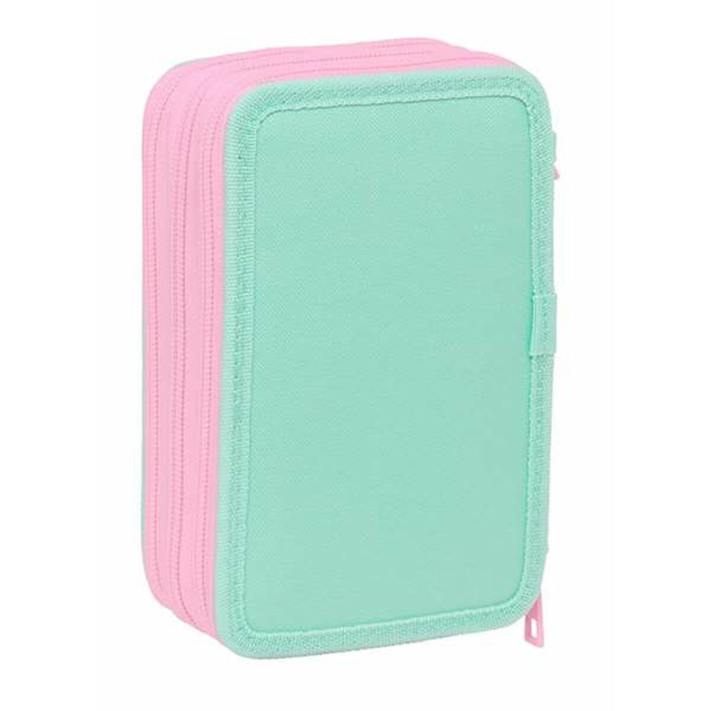 Triple Pencil Case Stitch Green 12,5 x 19,5 x 5,5 cm 37 Pieces