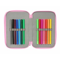 Dreifaches Federmäppchen Frozen Blau 12,5 x 19,5 x 5,5 cm 37 Stücke