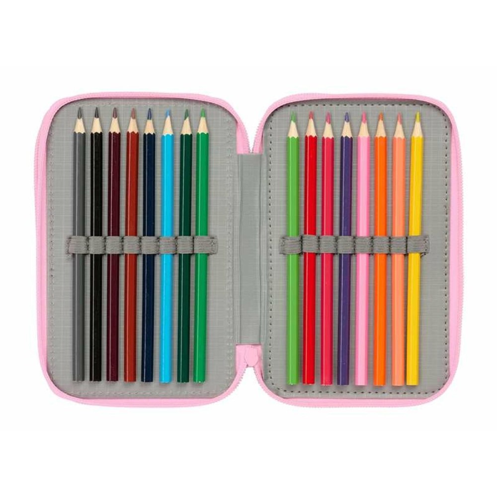 Dreifaches Federmäppchen Stitch grün 12,5 x 19,5 x 5,5 cm 37 Stücke