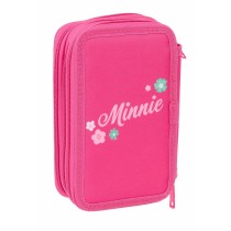 Pochette à crayons triple Minnie Mouse Rose 12,5 x 19,5 x 5,5 cm 37 Pièces