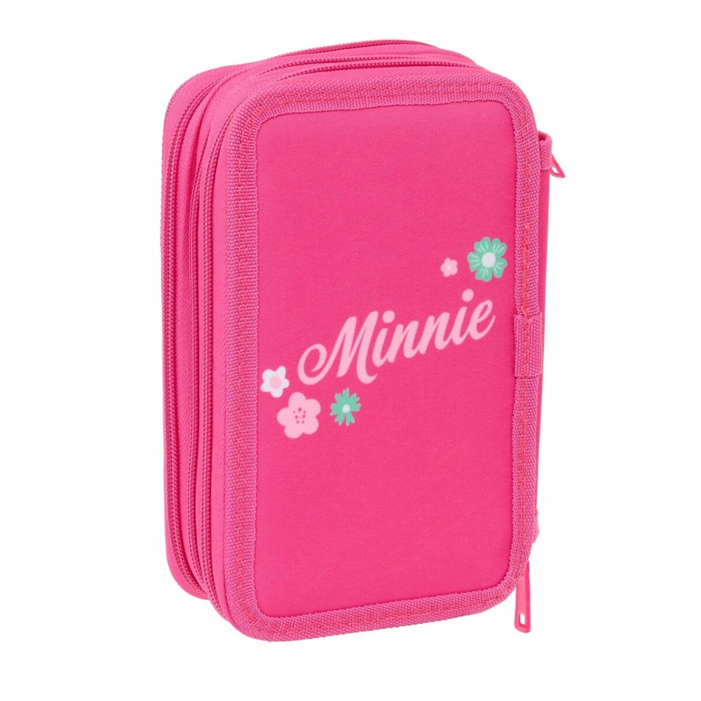 Dreifaches Federmäppchen Minnie Mouse Rosa 12,5 x 19,5 x 5,5 cm 37 Stücke