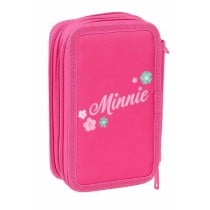 Dreifaches Federmäppchen Minnie Mouse Rosa 12,5 x 19,5 x 5,5 cm 37 Stücke