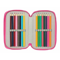 Dreifaches Federmäppchen Minnie Mouse Rosa 12,5 x 19,5 x 5,5 cm 37 Stücke