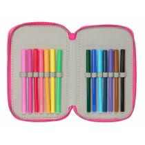 Dreifaches Federmäppchen Minnie Mouse Rosa 12,5 x 19,5 x 5,5 cm 37 Stücke