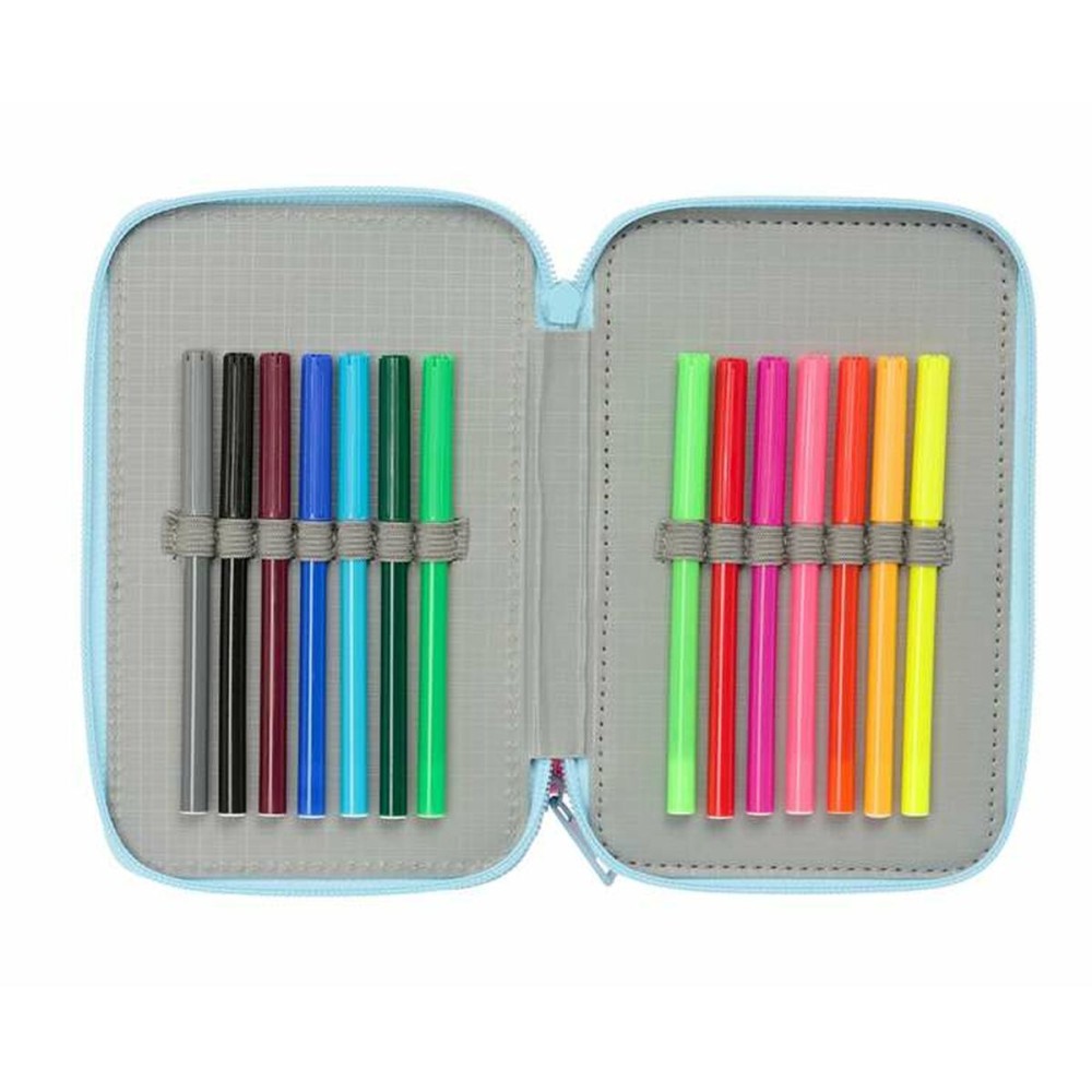 Triple Pencil Case Peppa Pig Blue 12,5 x 19,5 x 5,5 cm 37 Pieces