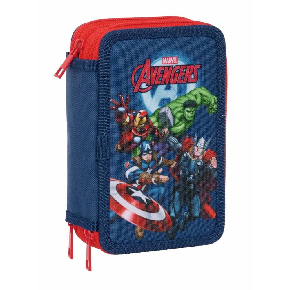 Dreifaches Federmäppchen The Avengers Marineblau 12,5 x 19,5 x 5,5 cm 37 Stücke