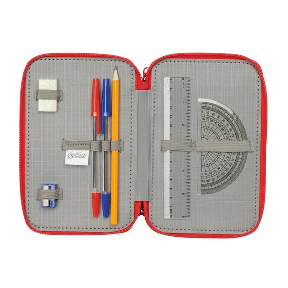 Triple Pencil Case The Avengers Navy Blue 12,5 x 19,5 x 5,5 cm 37 Pieces