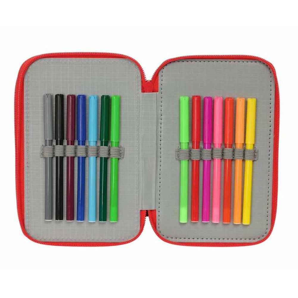 Dreifaches Federmäppchen The Avengers Marineblau 12,5 x 19,5 x 5,5 cm 37 Stücke