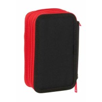Dreifaches Federmäppchen Spider-Man Schwarz 12,5 x 19,5 x 5,5 cm 37 Stücke
