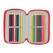 Dreifaches Federmäppchen Spider-Man Schwarz 12,5 x 19,5 x 5,5 cm 37 Stücke