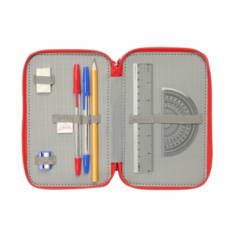 Triple Pencil Case Spidey Blue 12,5 x 19,5 x 5,5 cm 37 Pieces