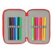 Dreifaches Federmäppchen Spidey Blau 12,5 x 19,5 x 5,5 cm 37 Stücke
