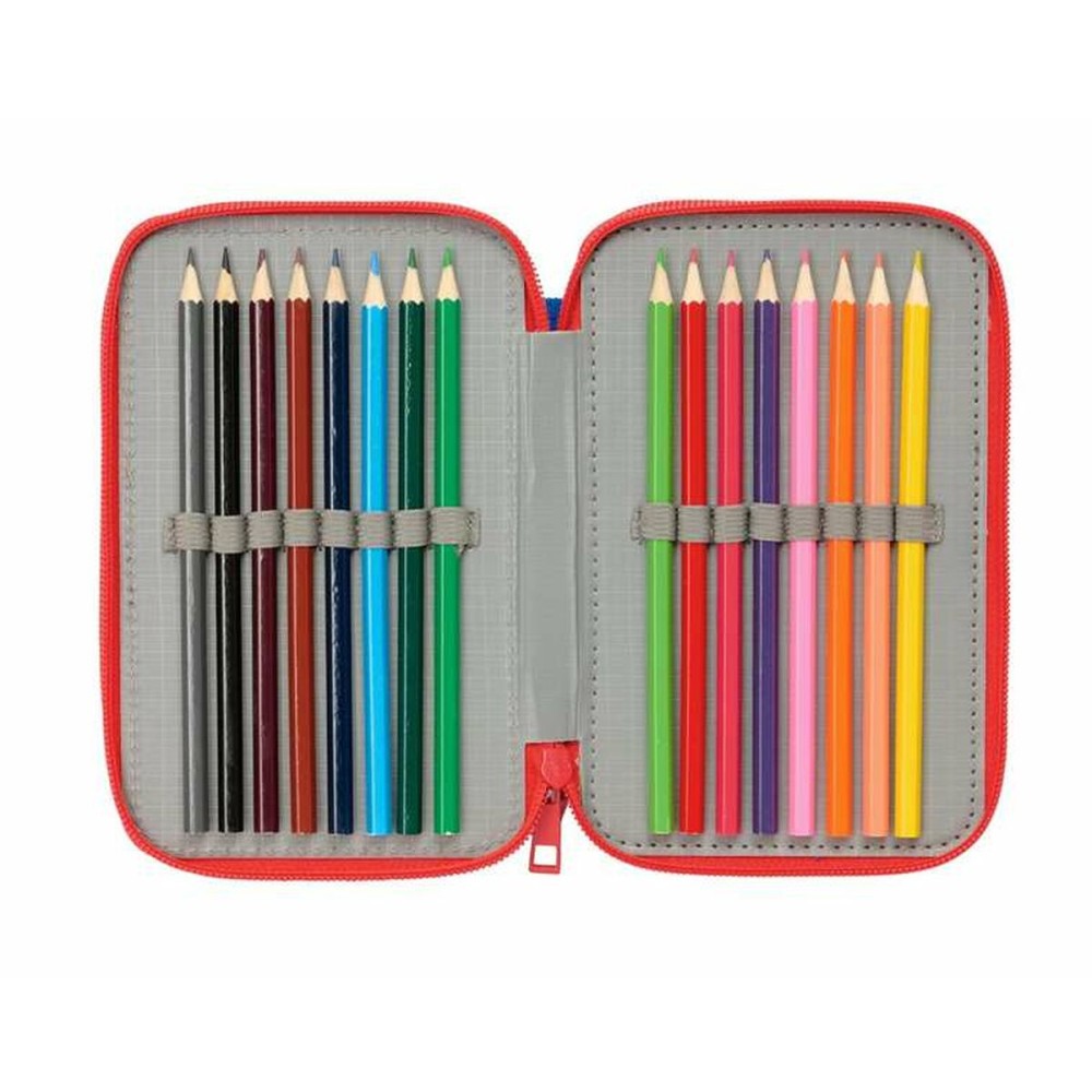 Triple Pencil Case Spidey Blue 12,5 x 19,5 x 5,5 cm 37 Pieces