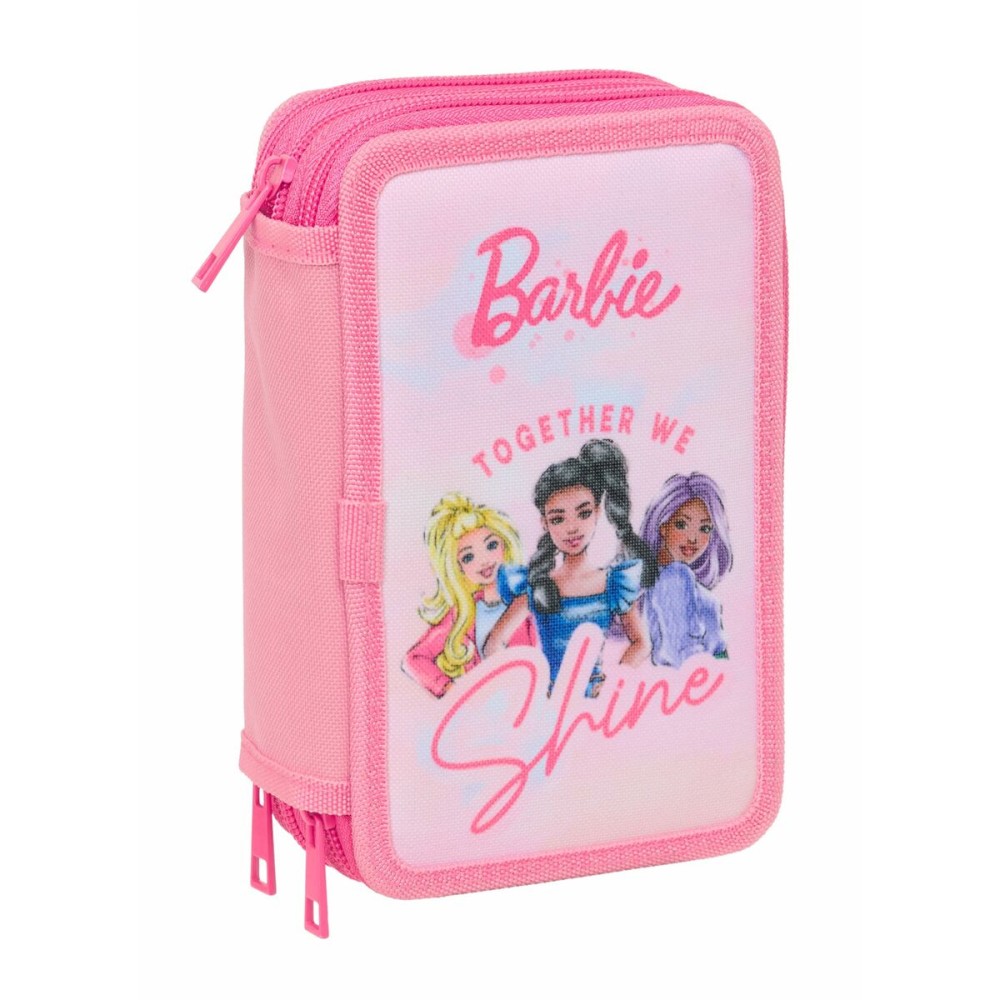 Dreifaches Federmäppchen Barbie Rosa 12,5 x 19,5 x 5,5 cm 37 Stücke