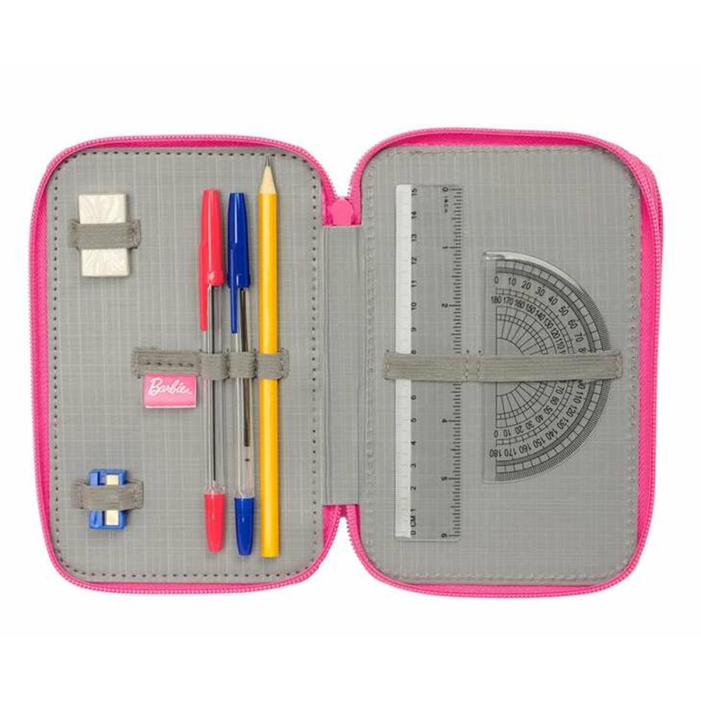 Dreifaches Federmäppchen Barbie Rosa 12,5 x 19,5 x 5,5 cm 37 Stücke