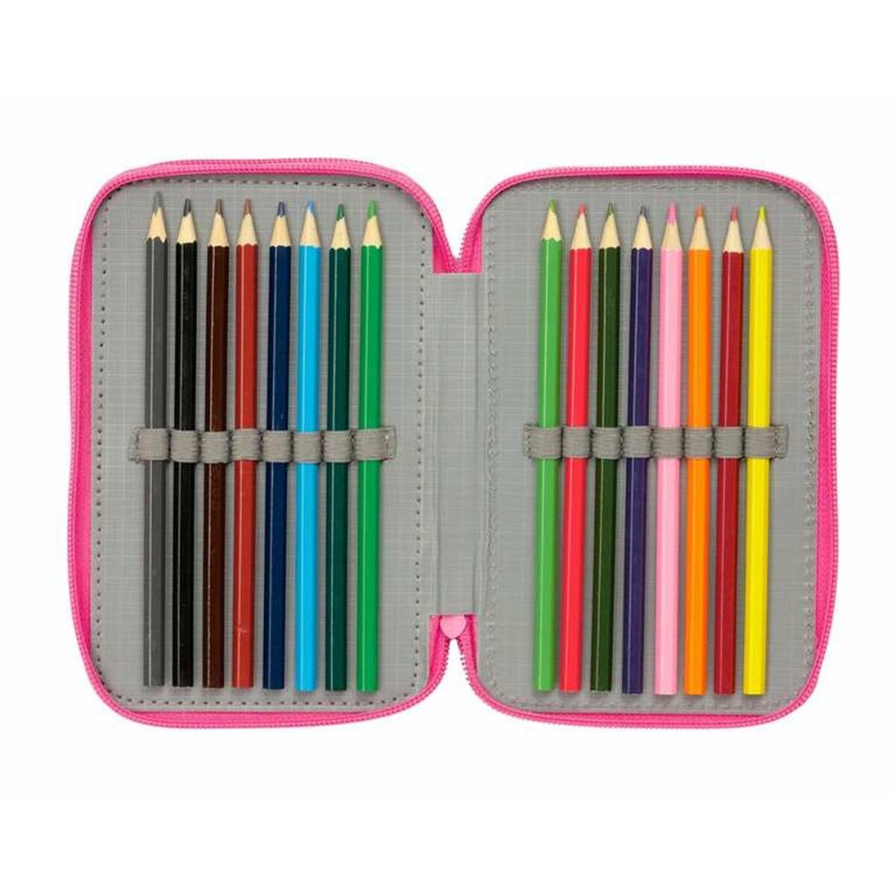 Dreifaches Federmäppchen Barbie Rosa 12,5 x 19,5 x 5,5 cm 37 Stücke