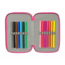 Dreifaches Federmäppchen Barbie Rosa 12,5 x 19,5 x 5,5 cm 37 Stücke