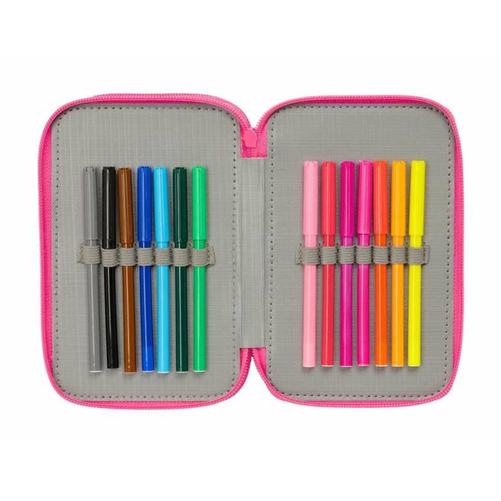 Dreifaches Federmäppchen Barbie Rosa 12,5 x 19,5 x 5,5 cm 37 Stücke