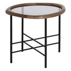 Side table Black Natural Crystal Iron Rubber wood 61 x 50 x 53 cm