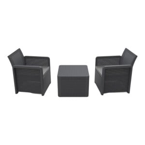 Ensemble Table avec 2 Sièges Shaf Anthracite 57 X 57 X 42 CM (3 Pièces)
