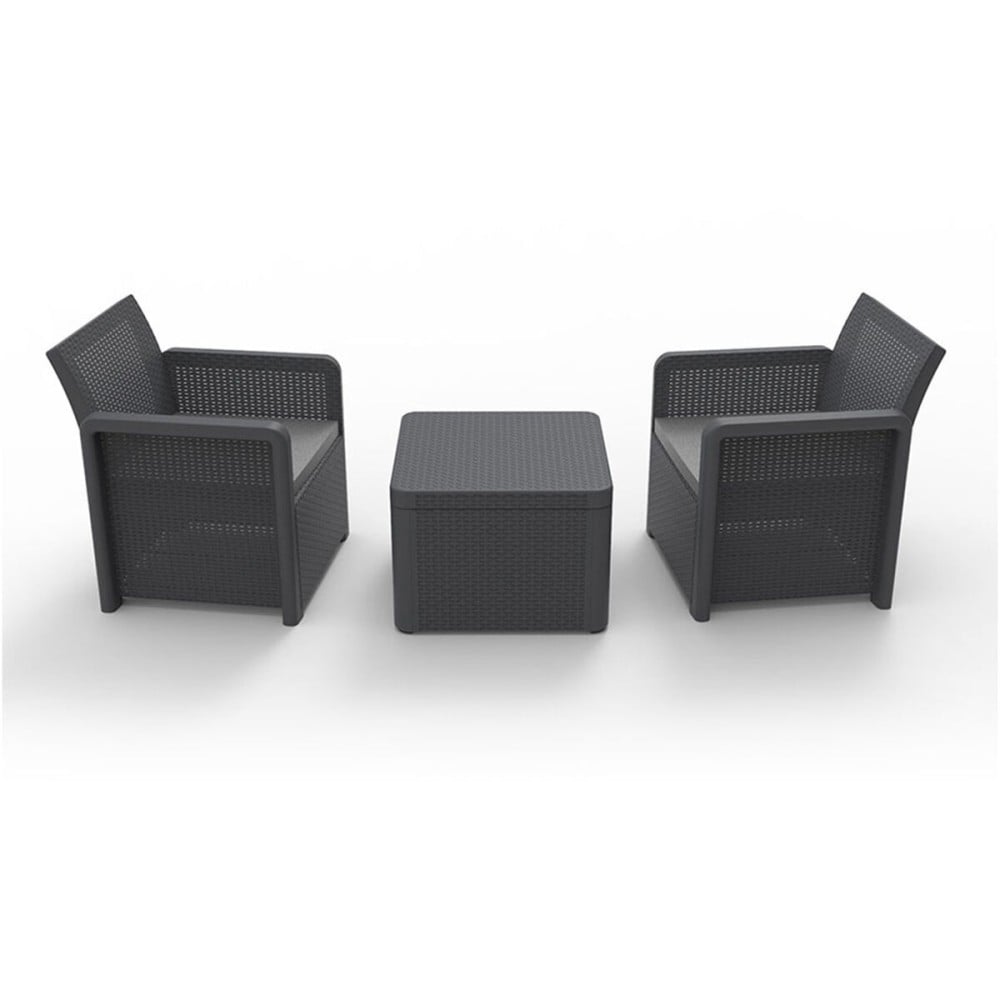 Tisch mit 2 Sesseln Shaf Anthrazit 57 X 57 X 42 CM (3 Stücke)
