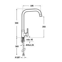 Mischbatterie Verhal Silberfarben Messing C-Form