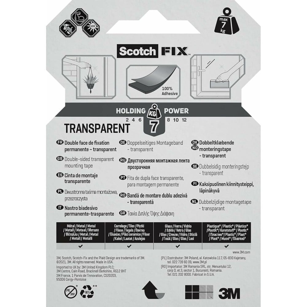 Ruban adhésif double face Scotch Transparent 19 mm x 1,5 m