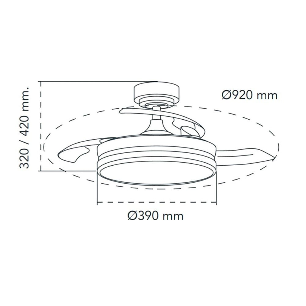 Ceiling Fan CristalRecord Transparent Metal Ø 92 cm