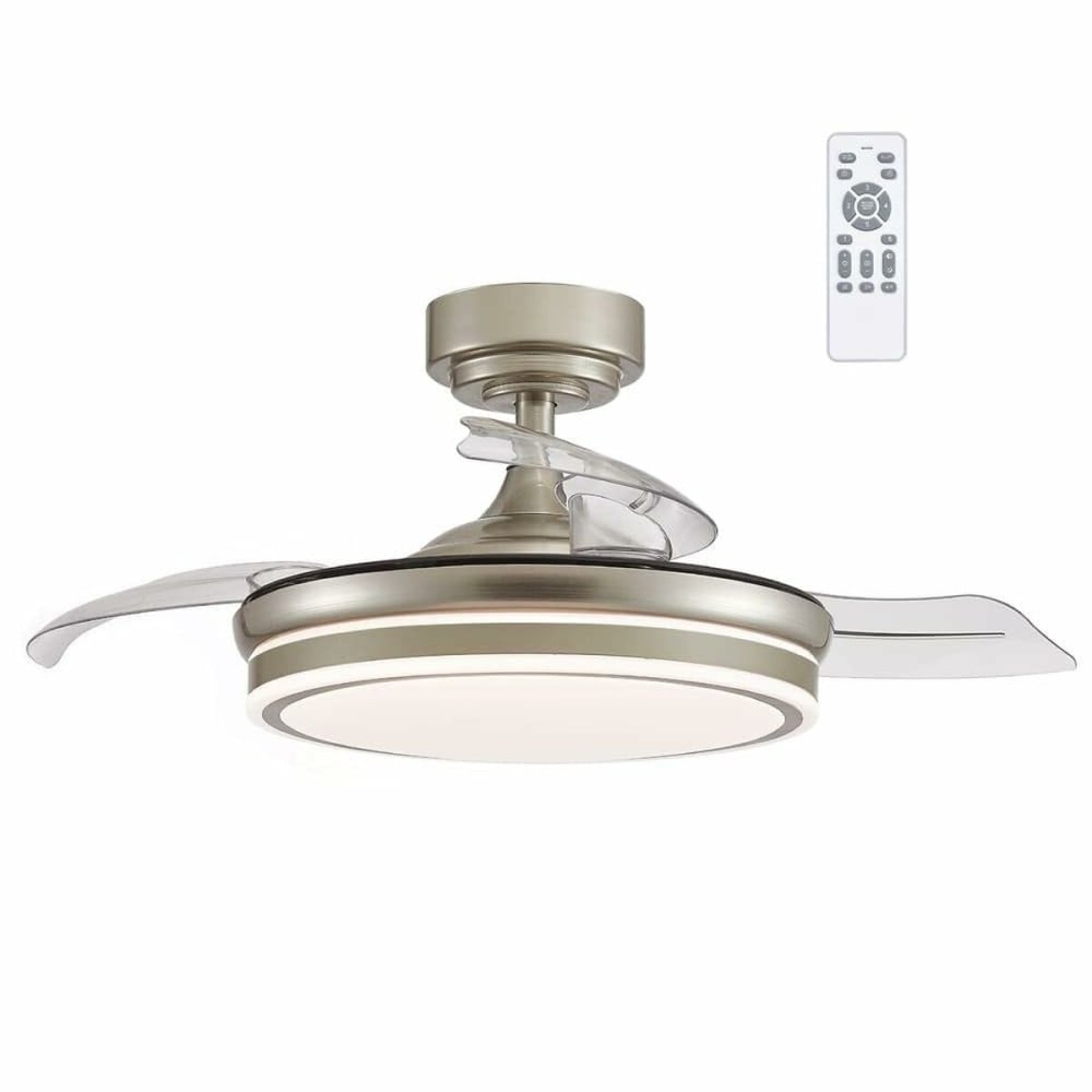 Ceiling Fan CristalRecord Transparent Metal Ø 92 cm