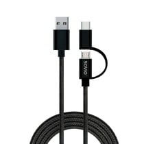 USB-Kabel auf Micro-USB und USB C Savio CL-128 Schwarz 1 m