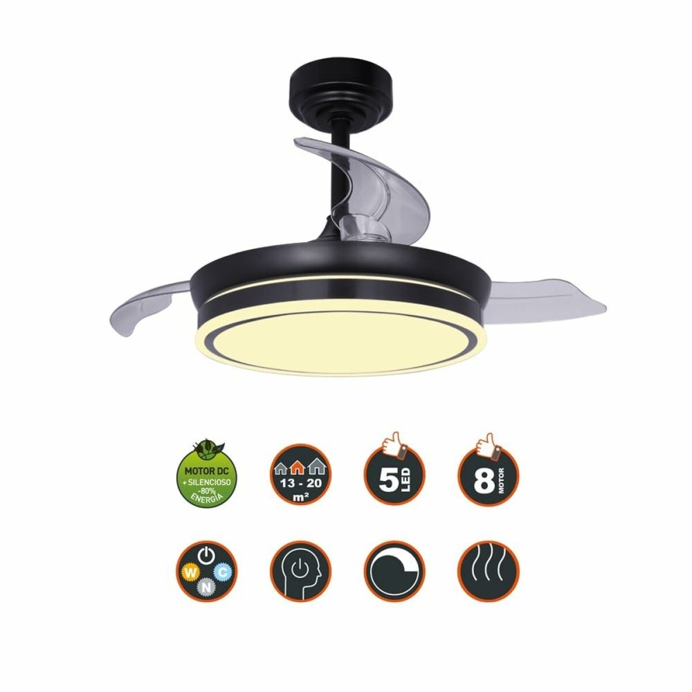 Ceiling Fan CristalRecord 85-065-46-180 Black 45 W Ø 92 cm