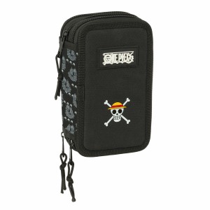 Pochette à crayons triple One Piece Pirates Noir 12,5 x 19,5 x 5,5 cm 37 Pièces