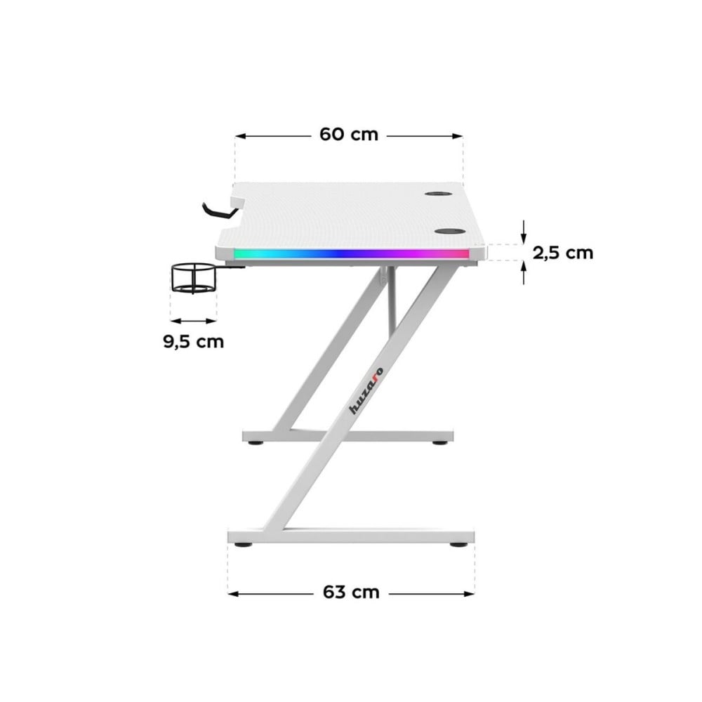 Schreibtisch Gaming Huzaro HZ-Hero 2.5 White RGB Weiß 120 x 75 x 60 cm