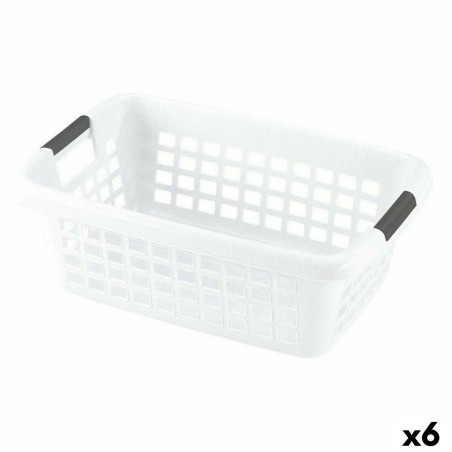 Panier à linge Avec des poignées Blanc 70 L (6 Unités)