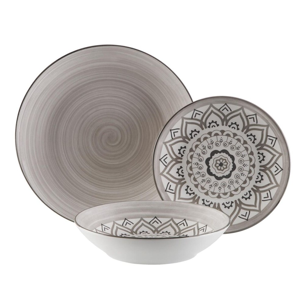Assiettes Versa Gris Porcelaine 18 Pièces