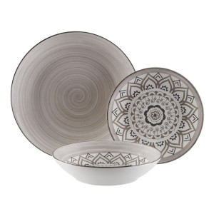 Assiettes Versa Gris Porcelaine 18 Pièces