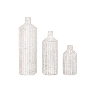 Set von 3 Vasen Home ESPRIT Metall natürlich 25 x 25 x 80 cm (3 Stücke)