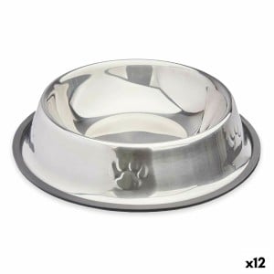 Futternapf für Hunde Silberfarben Grau Gummi Metall 26 x 7 x 26 cm (12 Stück)