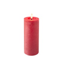 Bougie LED Lumineo Rouge Ø 7 x 19 cm Rustique (AAA)