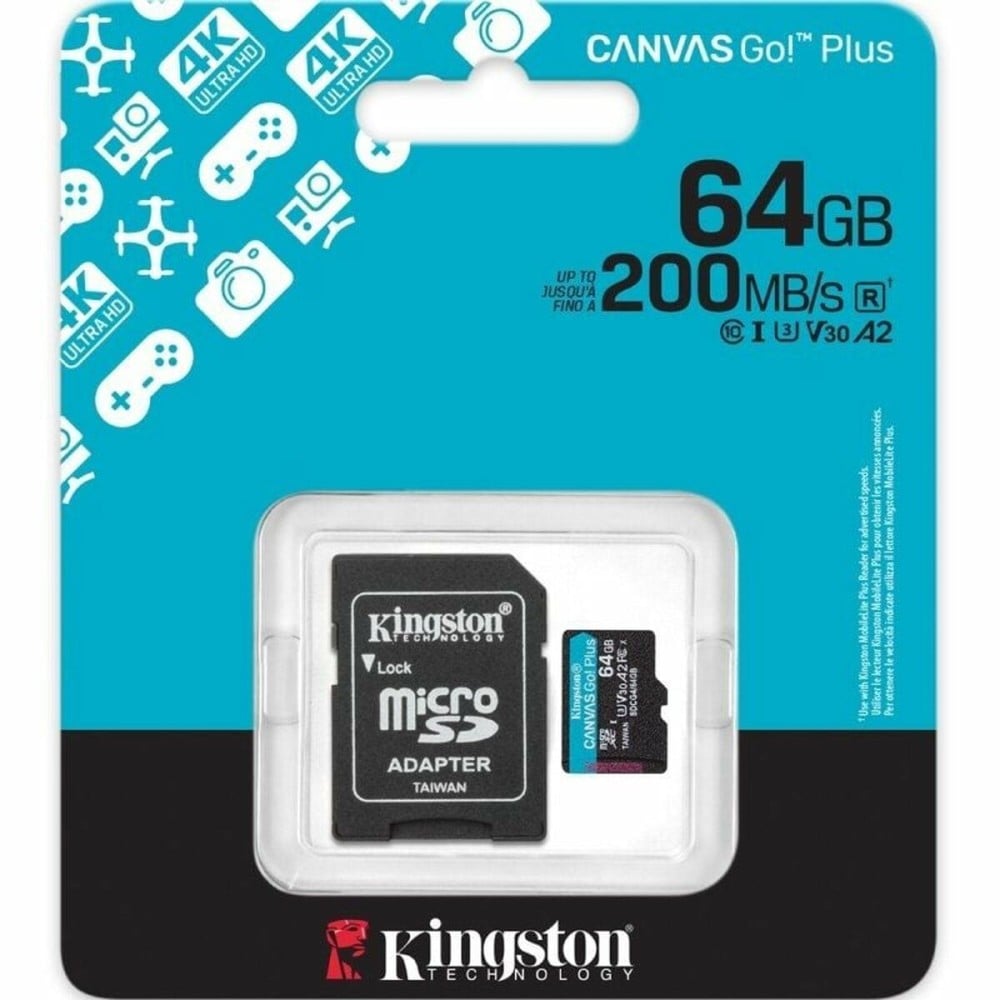 Carte Mémoire Micro SD avec Adaptateur Kingston CANVAS Go! Plus 64 GB