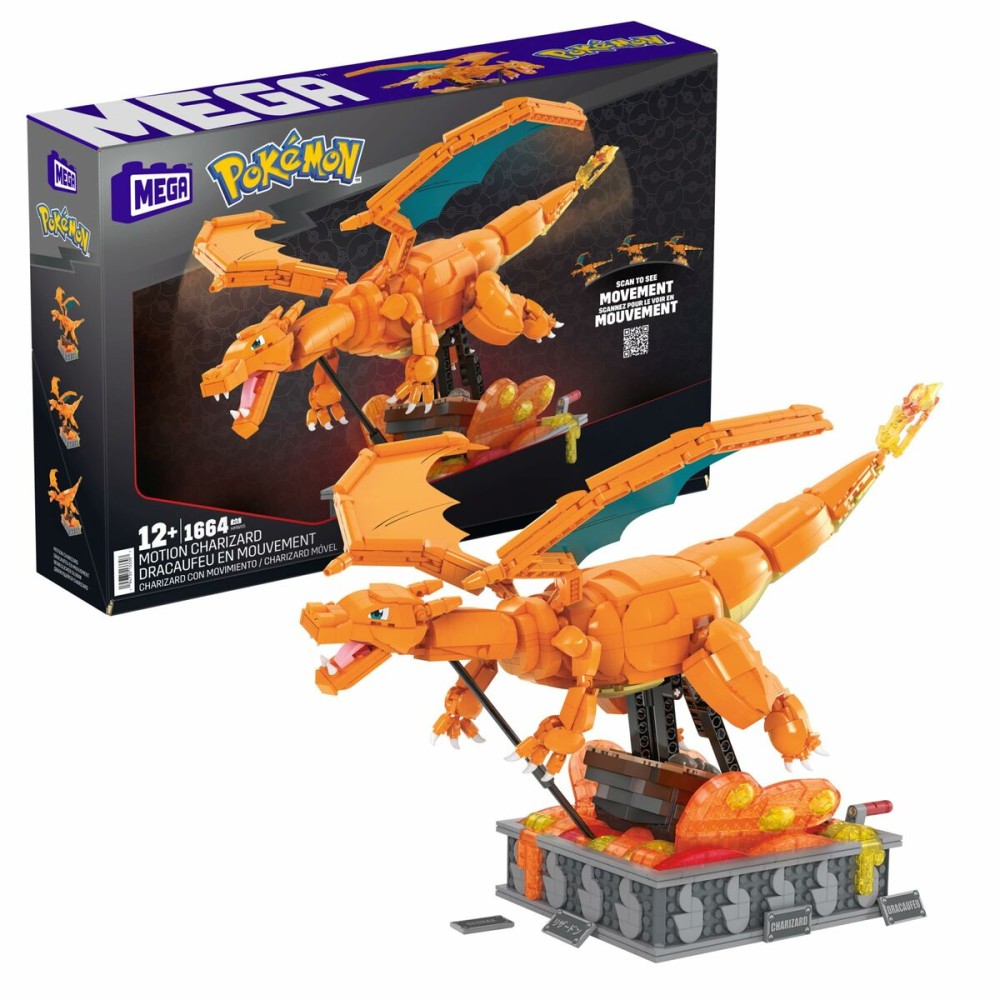 Construction kit Pokémon Mega Construx -  Motion Charizard 1664 Pieces