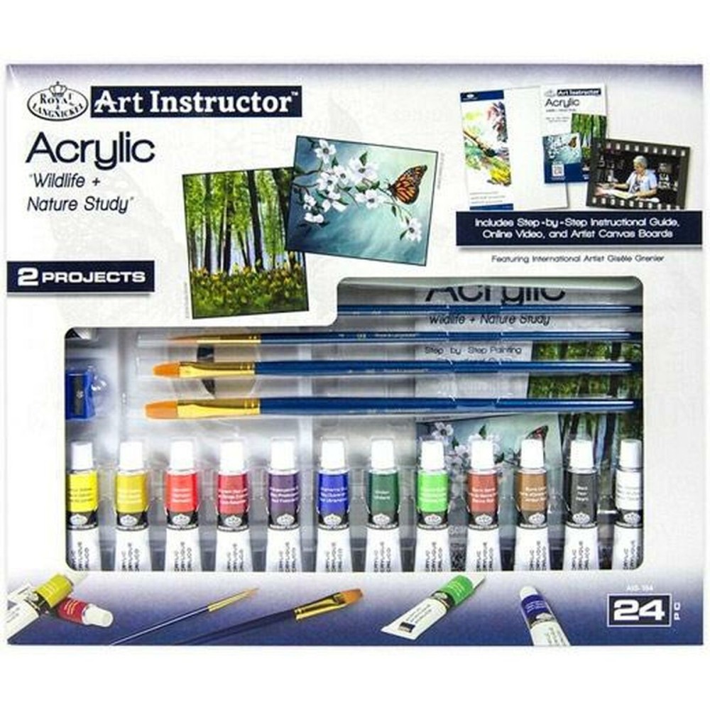 Set de peinture acrylique Royal & Langnickel Art Instructor 24 Pièces Multicouleur