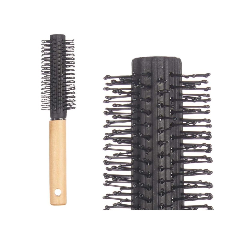 Brosse Ronde Marron Noir Bois Silicone Plastique (12 Unités)