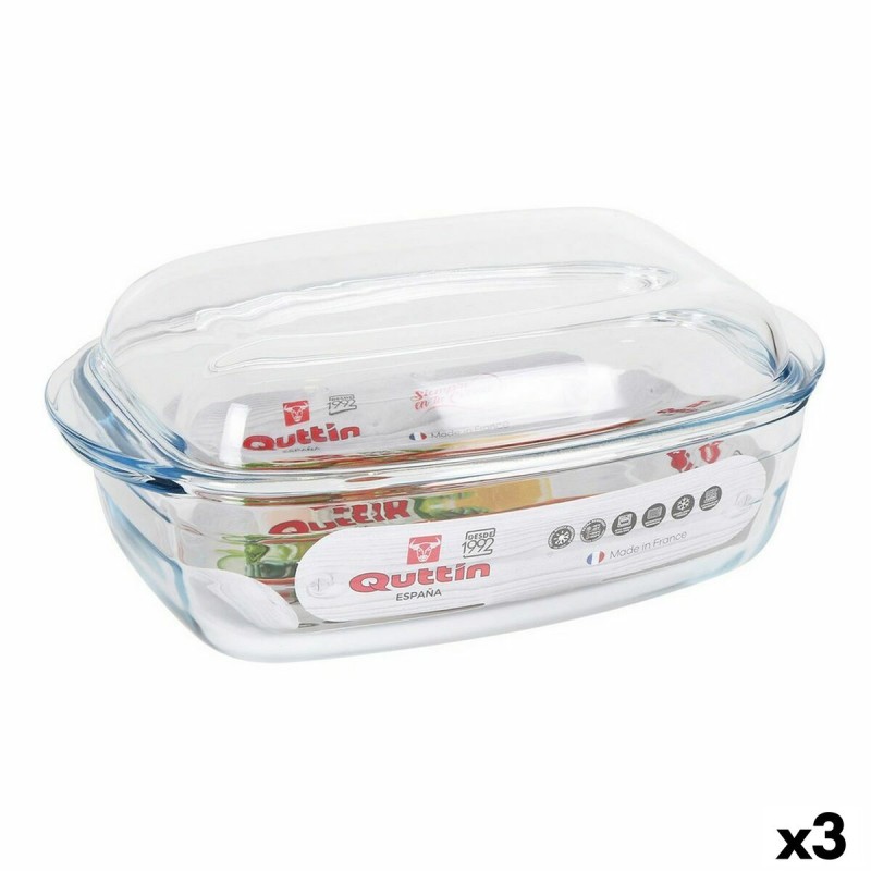 Casserole avec Couvercle Quttin 63096 verre 32,8 x 19,7 x 13 cm (3L + 1,5L)