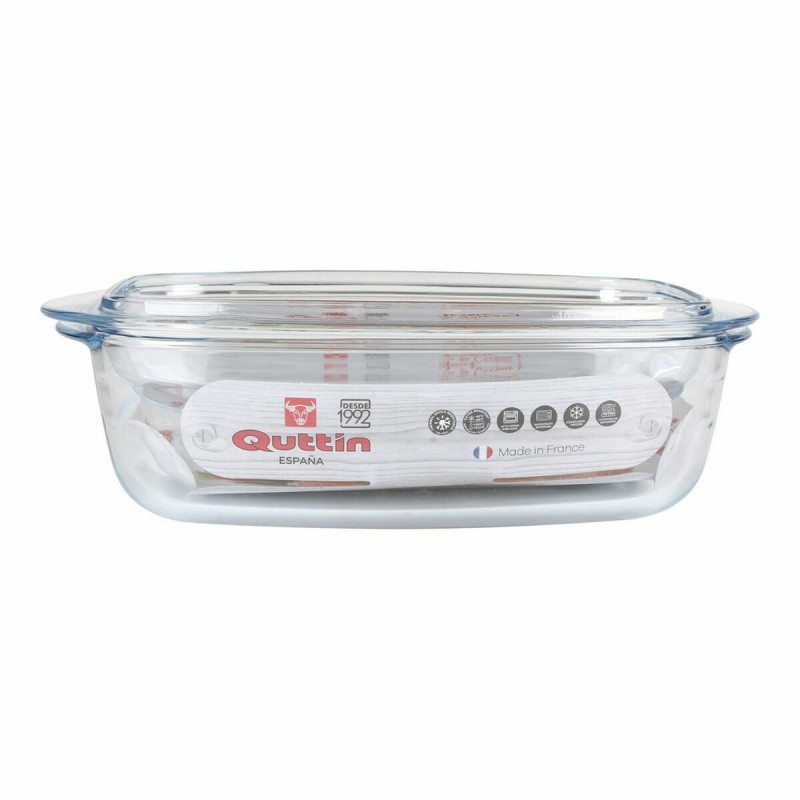 Casserole with lid Quttin 63096 Glass 32,8 x 19,7 x 13 cm (3L + 1,5L)