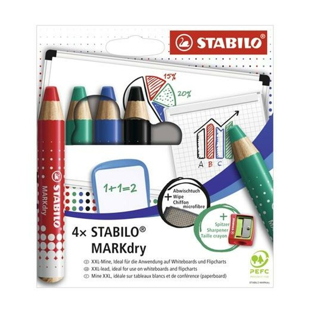 Marker-Set Stabilo Markdry 4 Stücke Bunt